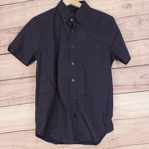 BEN SHERMAN STRETCH BLUE‎ GEOMETRIC BUTTON DOWN SHIRT MENS SIZE S SMALL **READ